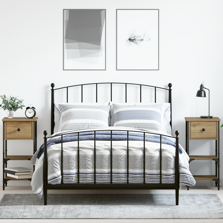 Natskab med skuffe 2 pcs Brun 33,5 x 36 x 70 cm Konstrueret træ