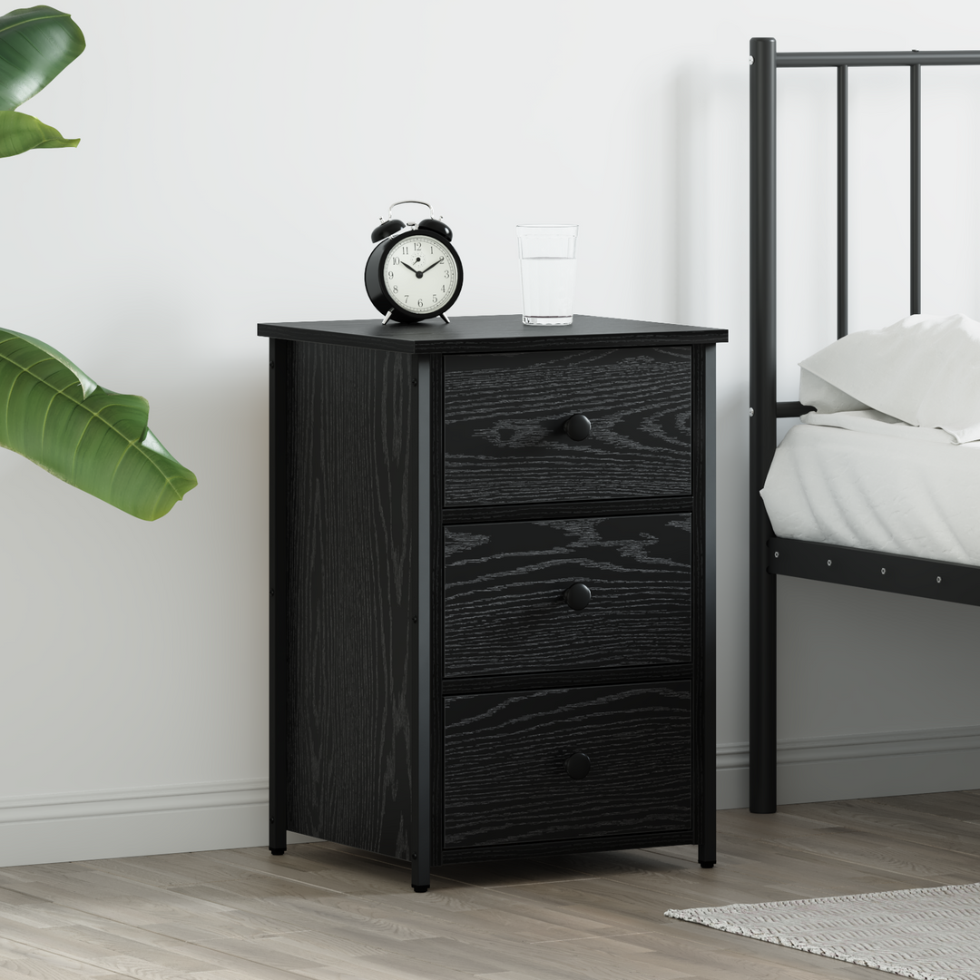 Natskab med skuffe Sort eg 40 x 36 x 60 cm Solid genbrugs træ