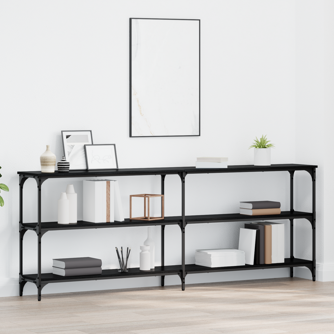 Konsolbord Sort eg 200 x 29 x 75 cm Samlet træ og metal