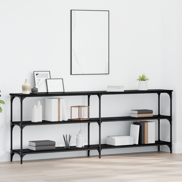Konsolbord Sort eg 200 x 29 x 75 cm Samlet træ og metal