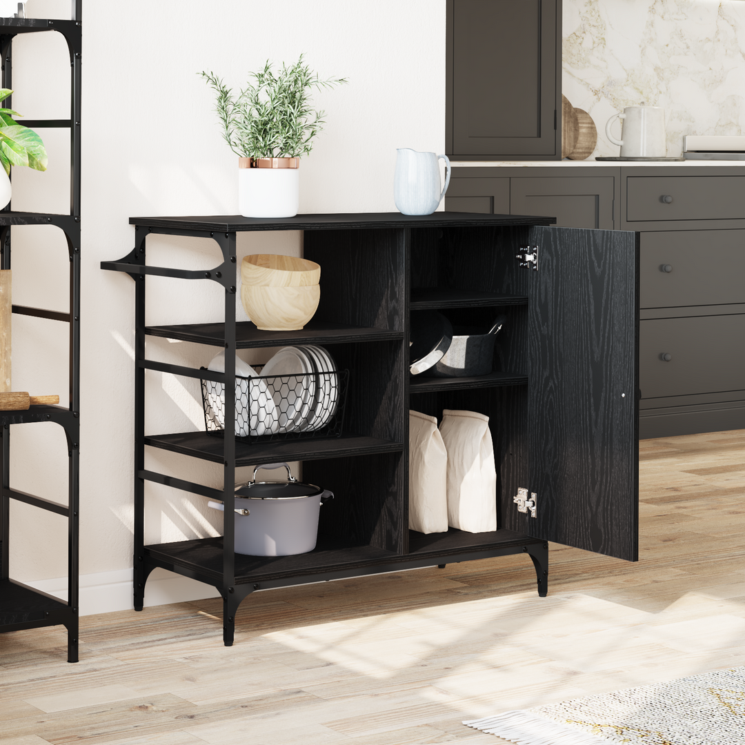 Køkkenvogn Sort eg 87.5 x 39 x 84.5 cm Konstrueret træ