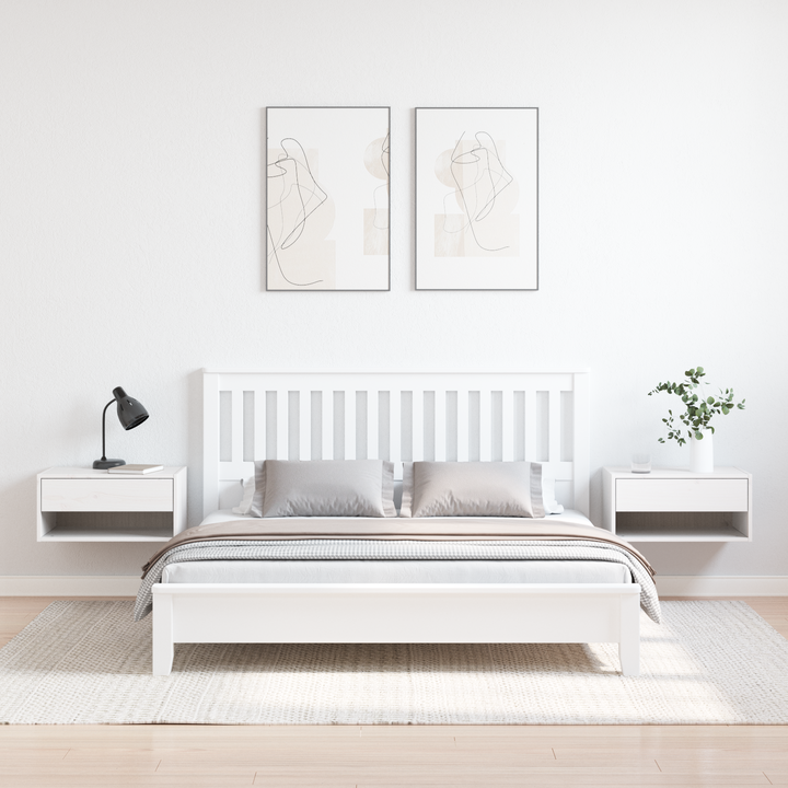 Sengebord 2 pcs Hvid 50 x 32,5 x 24 cm Massivt fyrretræ