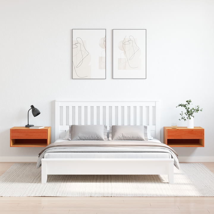 Sengebord 2 pcs Voks brun 50 x 32,5 x 24 cm Massivt fyrretræ