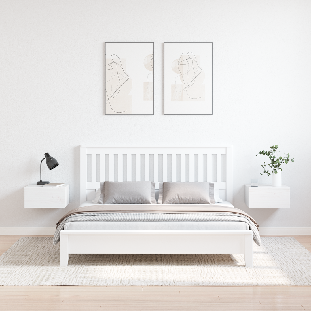 Sengebord 2 pcs Hvid 37 x 35 x 18,5 cm Massivt fyrretræ