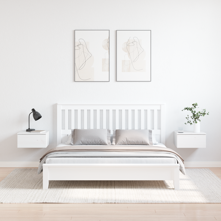 Sengebord 2 pcs Hvid 37 x 35 x 18,5 cm Massivt fyrretræ