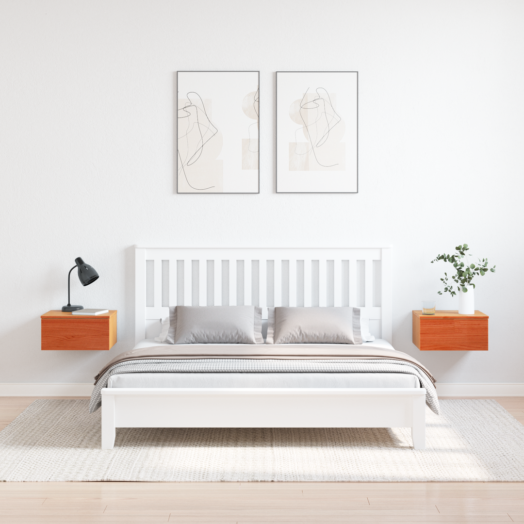 Sengebord 2 pcs Voks brun 37 x 35 x 18,5 cm Massivt fyrretræ