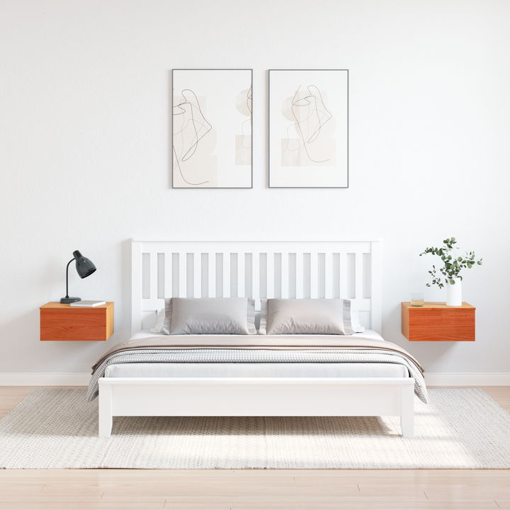 Sengebord 2 pcs Voks brun 37 x 35 x 18,5 cm Massivt fyrretræ