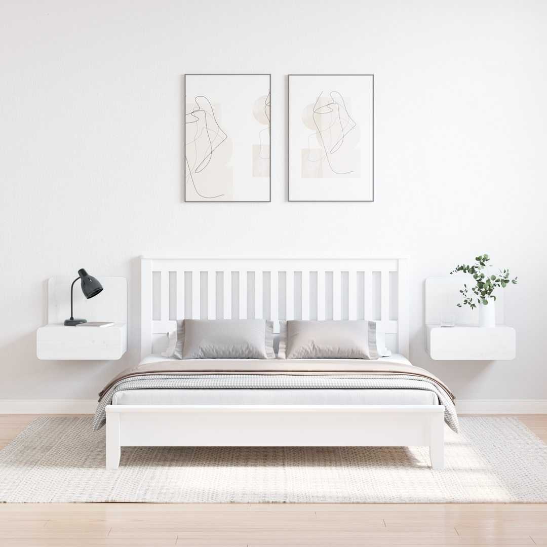 Sengebord 2 pcs Hvid 44 x 32,5 x 40 cm Massivt fyrretræ