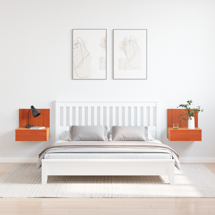 Sengebord 2 pcs Voks brun 42 x 32,5 x 40 cm Massivt fyrretræ