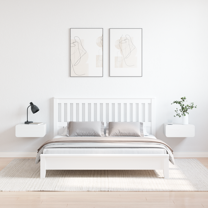 Sengebord 2 pcs Hvid 39 x 34 x 16,5 cm Massivt fyrretræ
