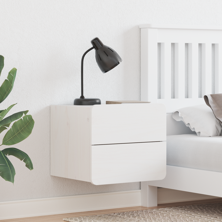 Sengebord 2 pcs Hvid 39 x 34 x 33 cm Massivt fyrretræ