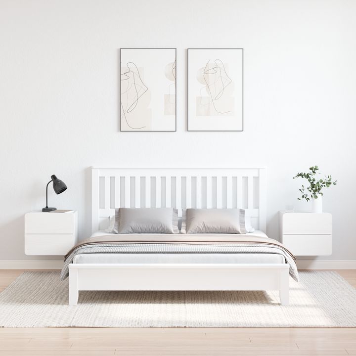 Sengebord 2 pcs Hvid 39 x 34 x 33 cm Massivt fyrretræ