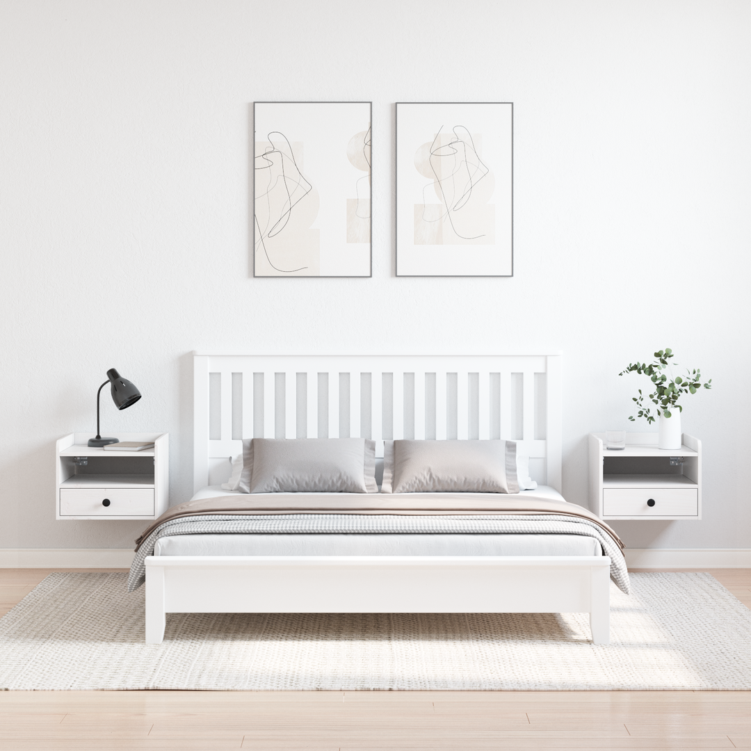 Sengebord 2 pcs Hvid 38 x 36 x 29,5 cm Massivt fyrretræ