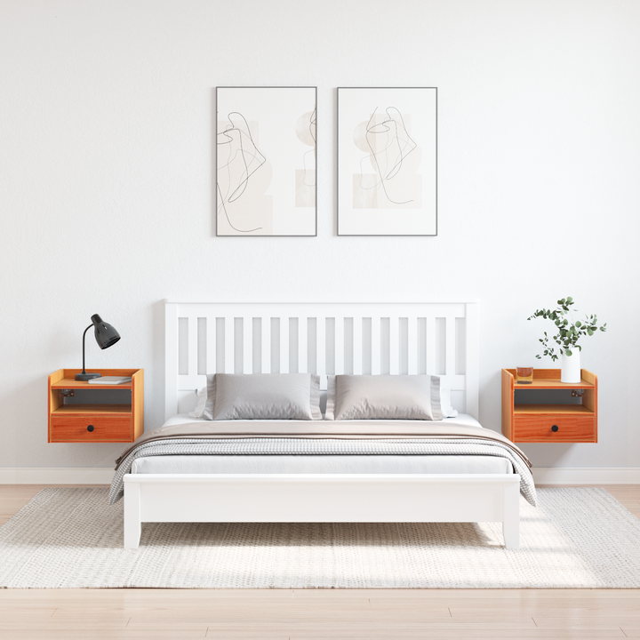 Sengebord 2 pcs Voks brun 38 x 36 x 29,5 cm Massivt fyrretræ