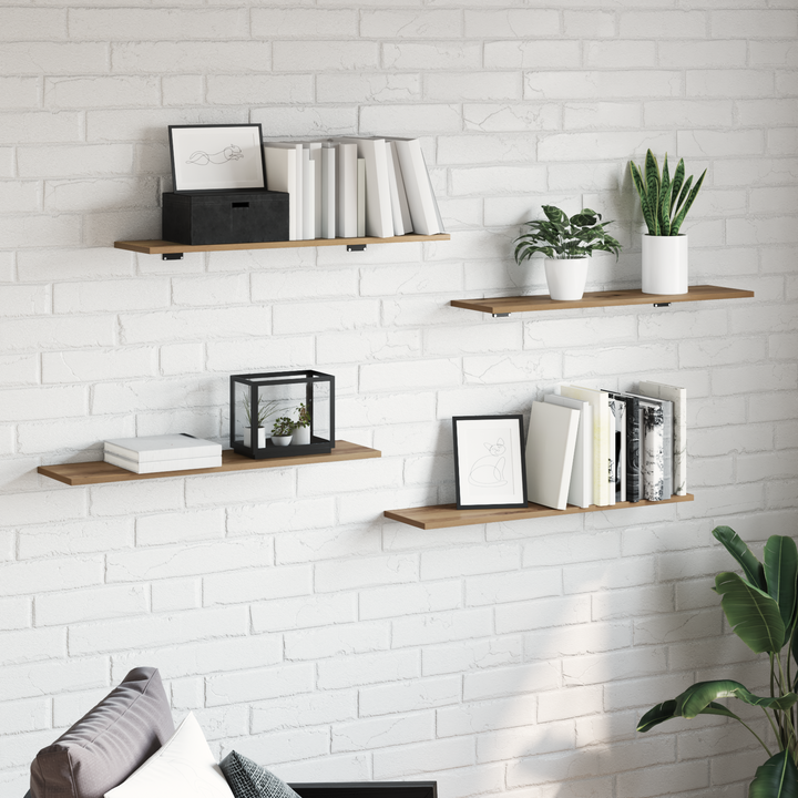 Boghylde Bræt 4 pcs Brun 80 x 20 x 1,5 cm Konstrueret træ