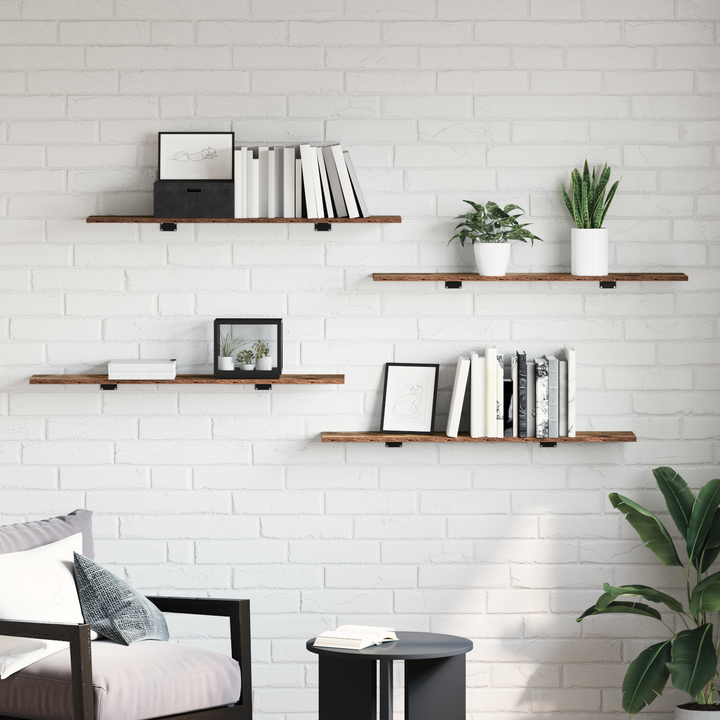 Boghylde Bræt 4 pcs Brun 100 x 20 x 1,5 cm Konstrueret træ