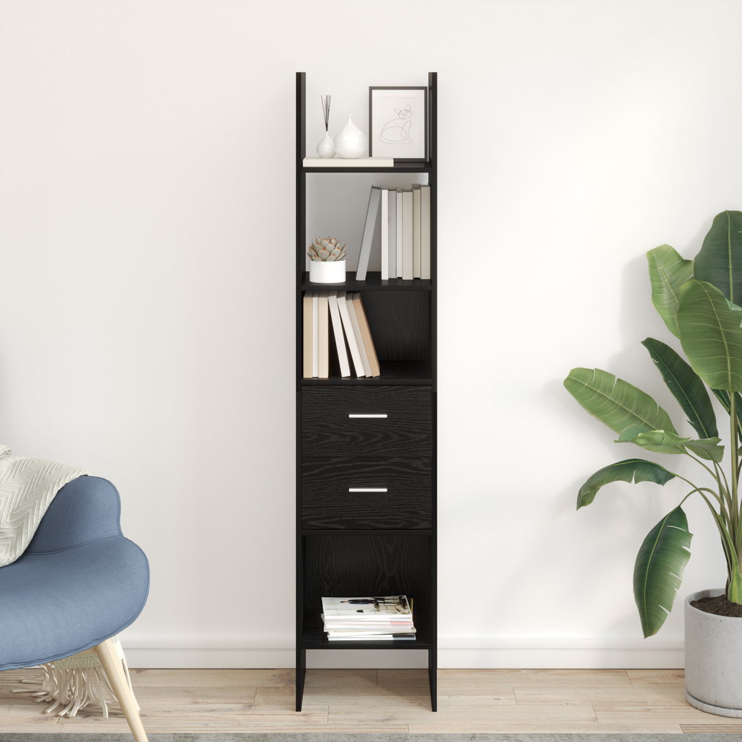 Bogskab Sort eg 40 x 35 x 180 cm Konstrueret træ